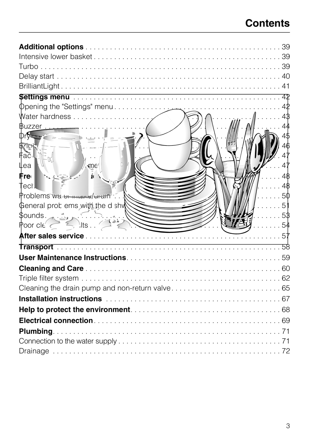 Miele G 5870, G 5875 manual Contents 