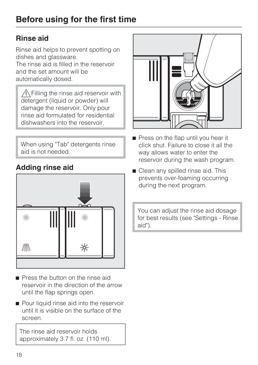 Miele G 5915, G 5910 operating instructions Rinse aid, Adding rinse aid 