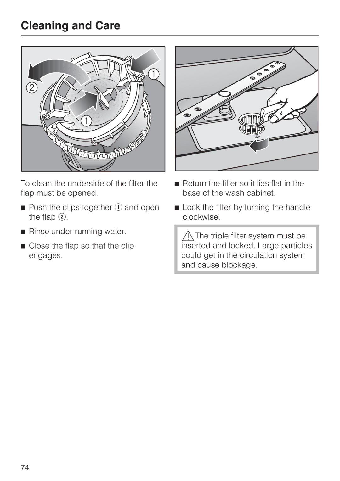 Miele G 5915, G 5910 operating instructions Cleaning and Care 