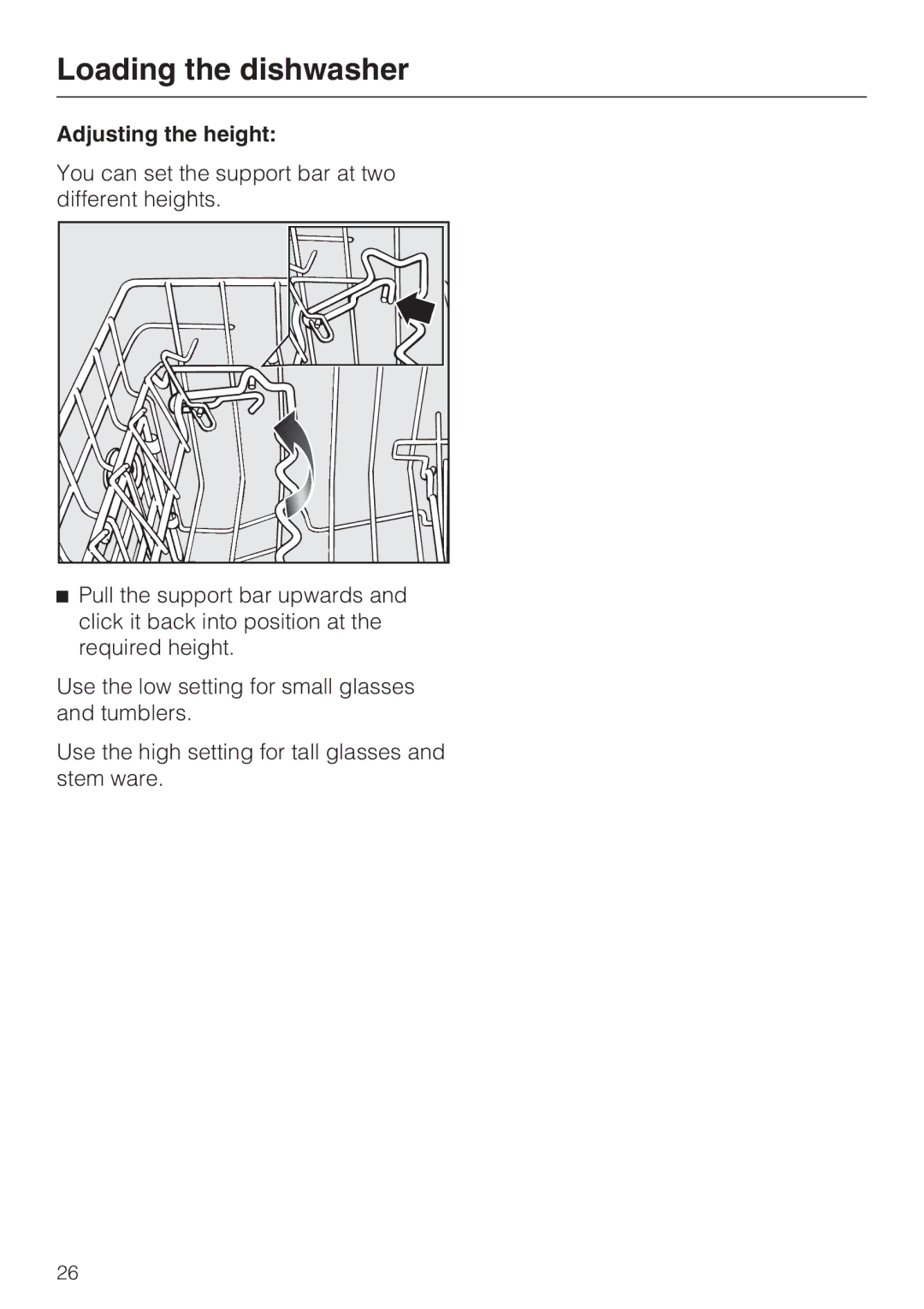 Miele G 5970, G 5795 manual Adjusting the height 