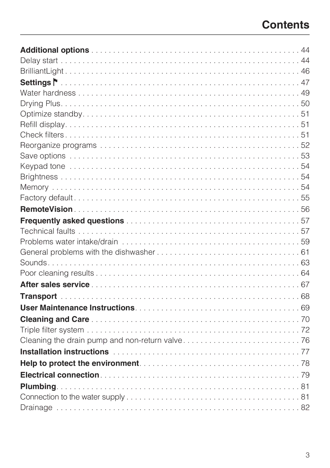 Miele G 5795, G 5970 manual Contents 