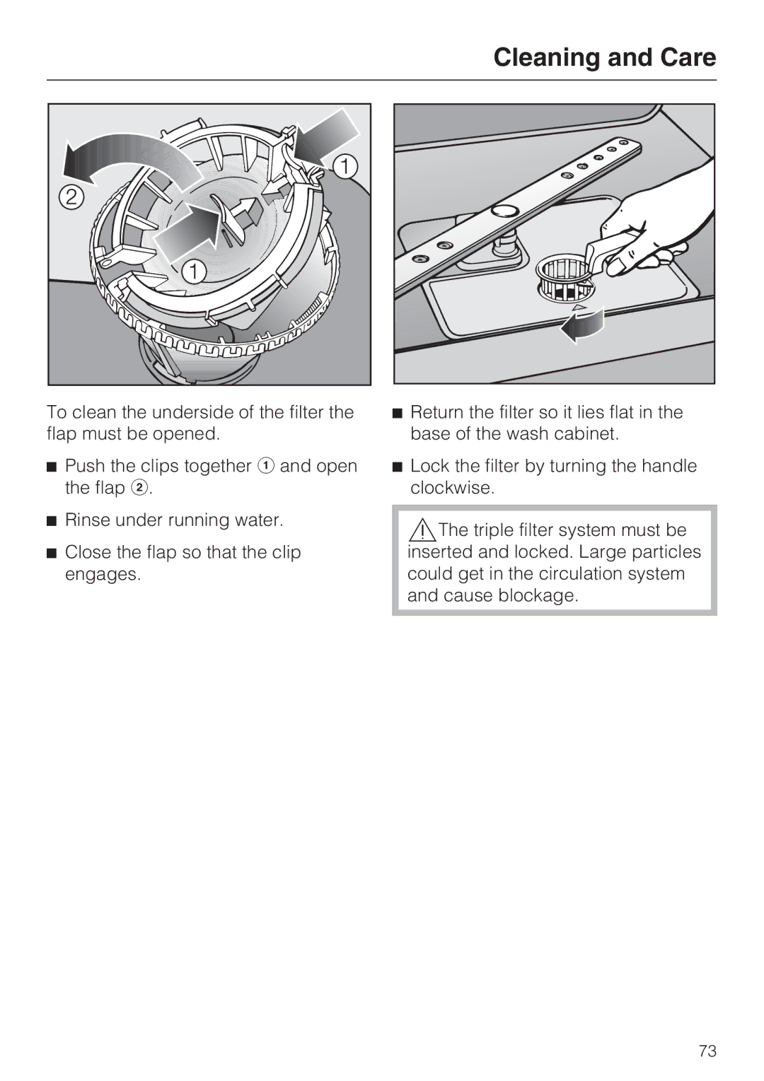 Miele G 5795, G 5970 manual Cleaning and Care 