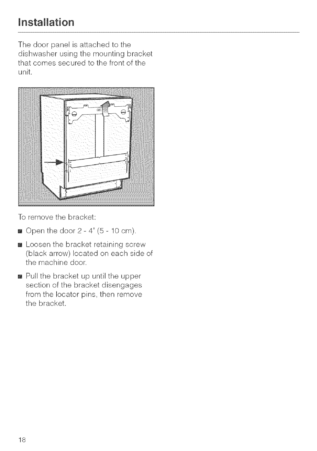 Miele G 643, G 663, G 843 installation instructions Installation 