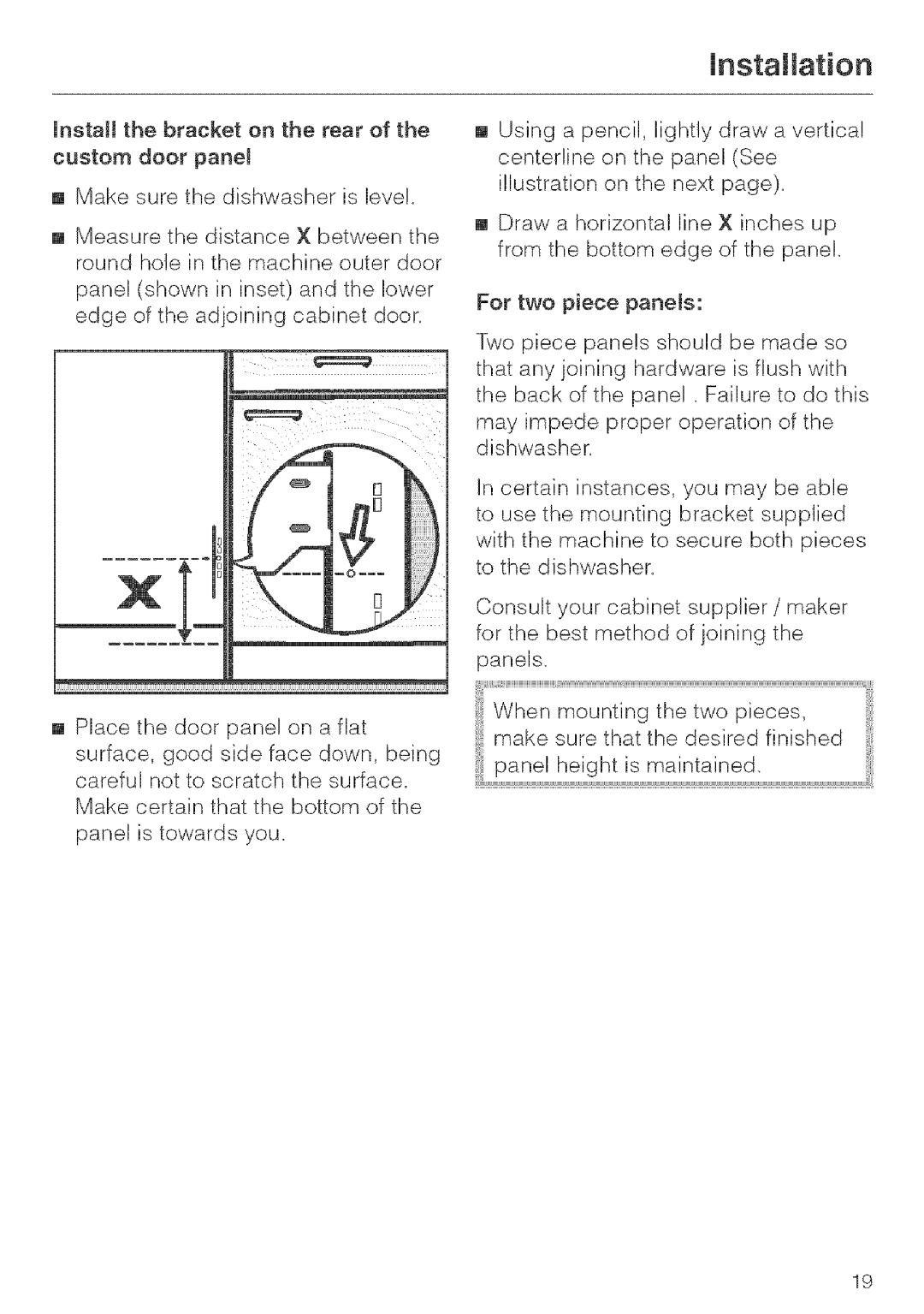 Miele G 663, G 643, G 843 installation instructions Installation 