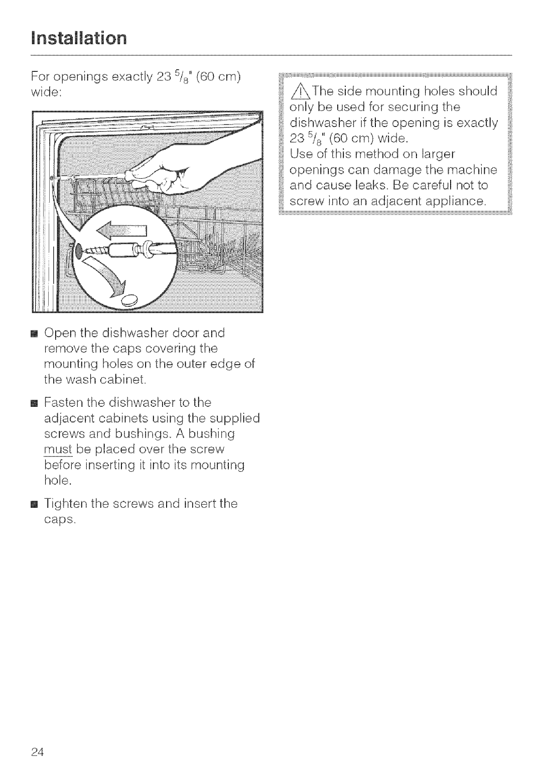 Miele G 643, G 663, G 843 installation instructions ¸ !i!l 