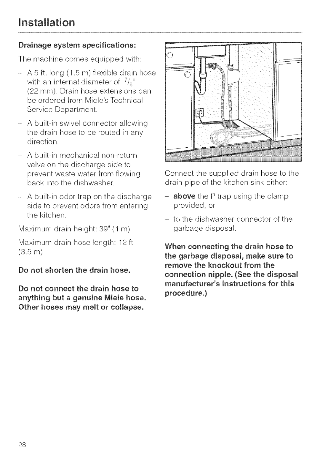 Miele G 663, G 643, G 843 installation instructions Installation 