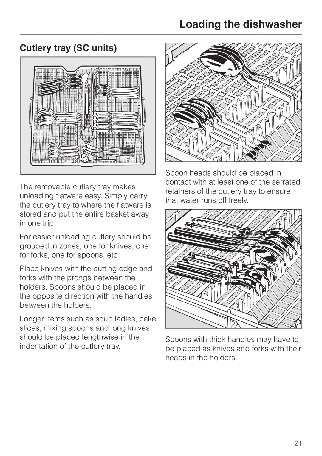 Miele 05-724-281, G 663 Plus, G 863 Plus operating instructions Cutlery tray SC units 