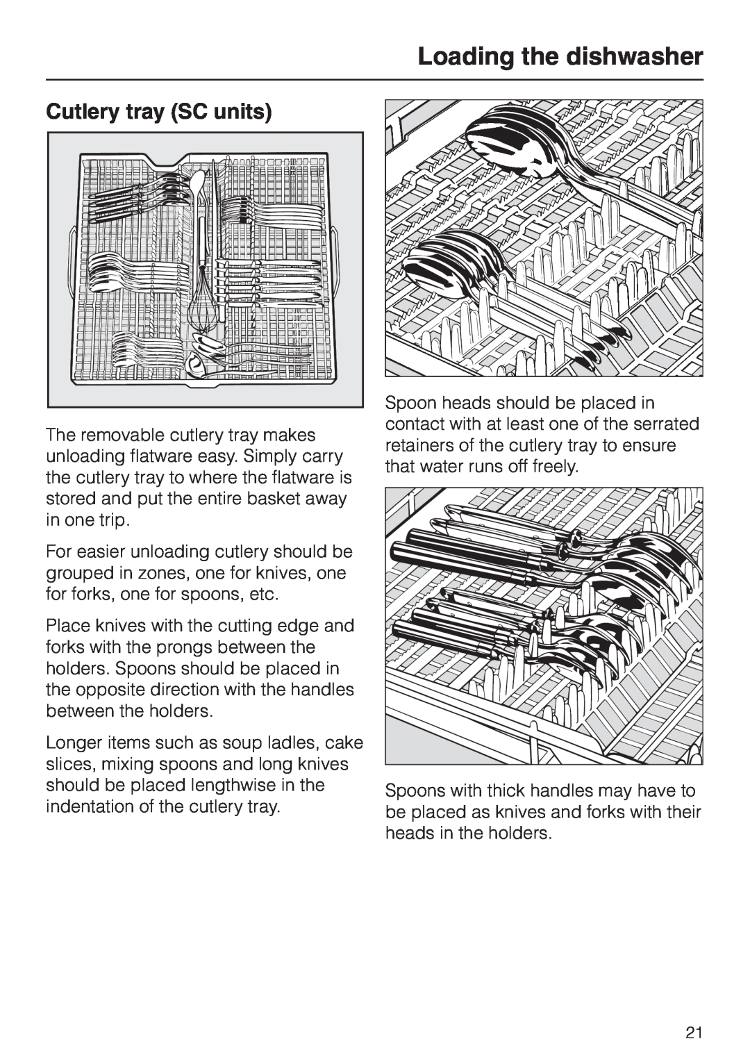 Miele 05-724-281, G 663 Plus, G 863 Plus operating instructions Cutlery tray SC units, Loading the dishwasher 