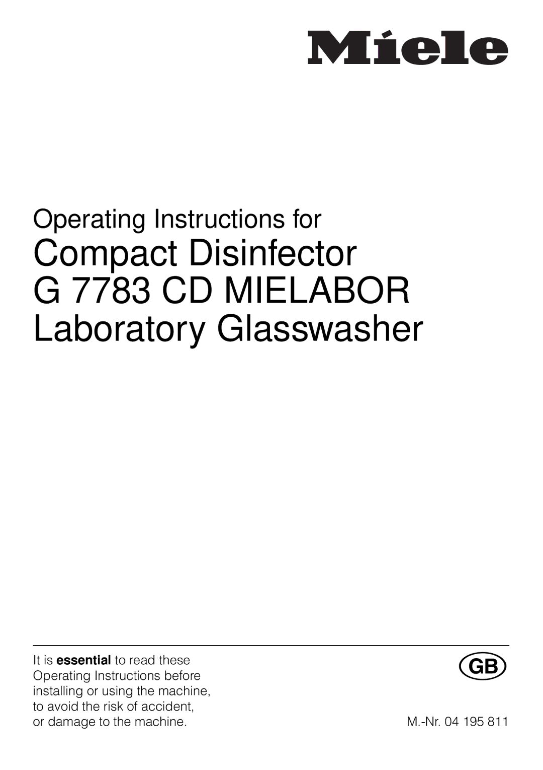 Miele G 7783 CD operating instructions CD Mielabor 