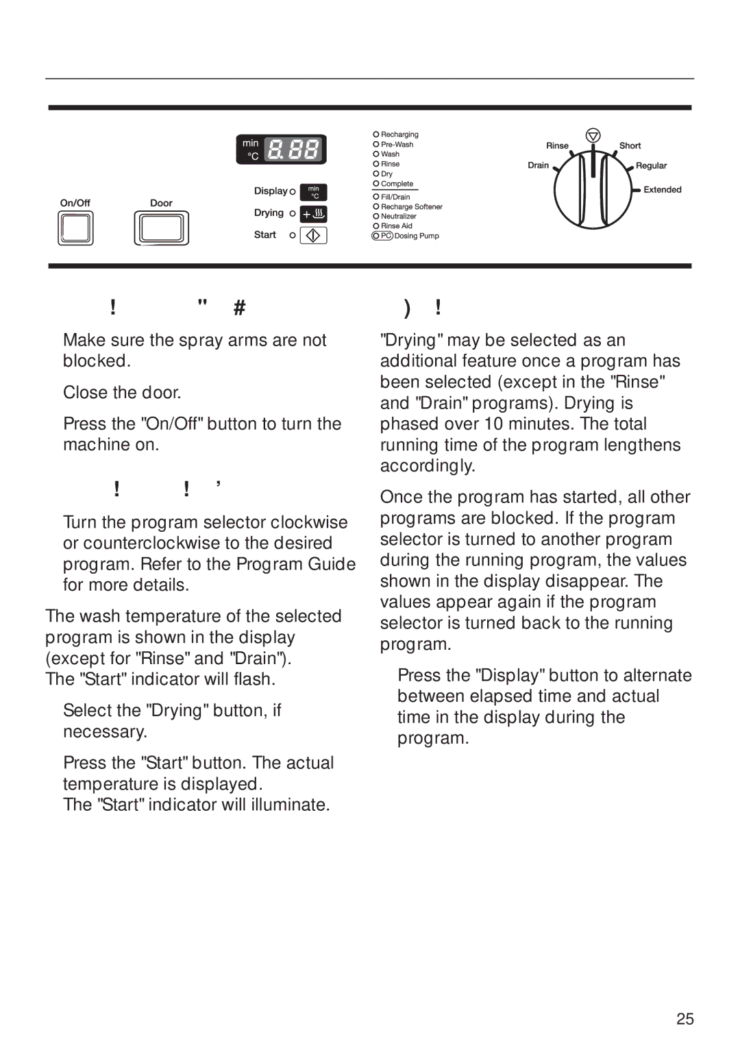 Miele G 7804 manual Operation, Turning on the lab washer, Starting a program, Drying 