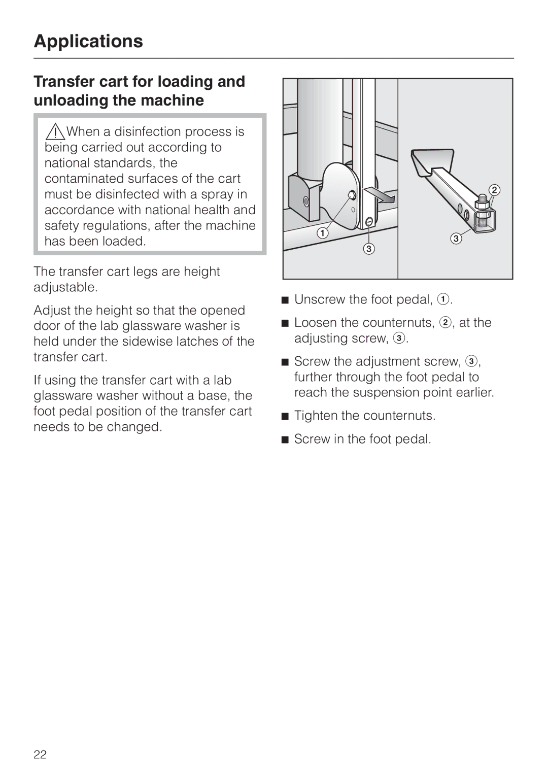 Miele G 7826, G 7825 manual Transfer cart for loading and unloading the machine 