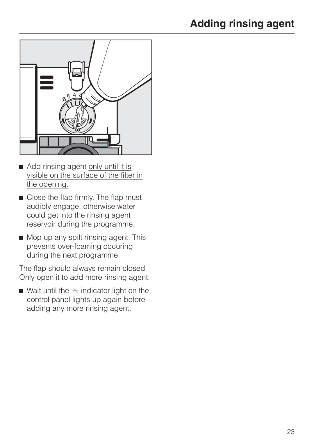 Miele G 7855 manual Adding rinsing agent 