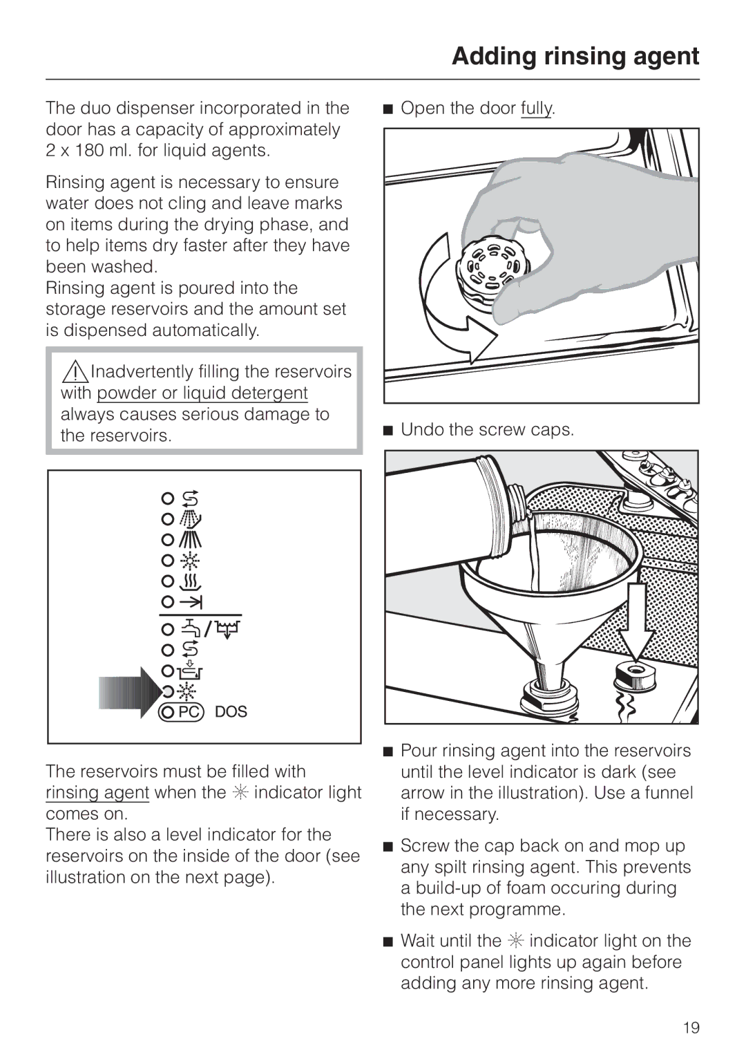 Miele G 7860 operating instructions Adding rinsing agent 