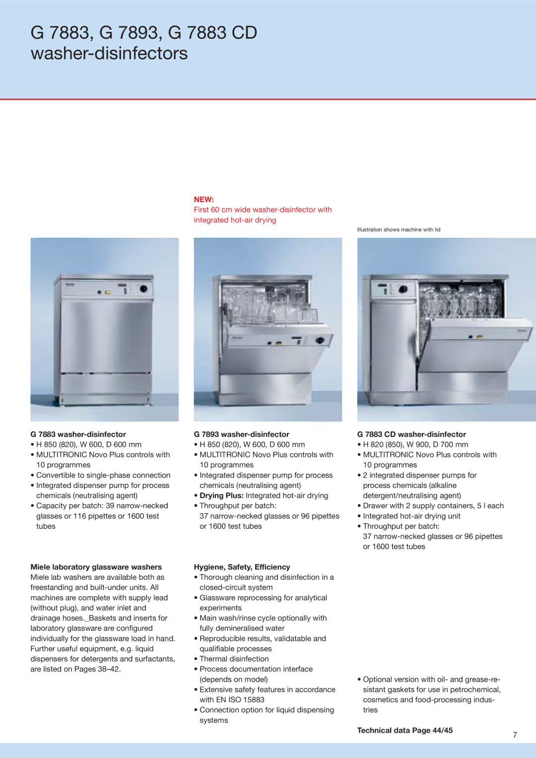 Miele G 7836 manual 7883, G 7893, G 7883 CD washer-disinfectors, Washer-disinfector CD washer-disinfector 