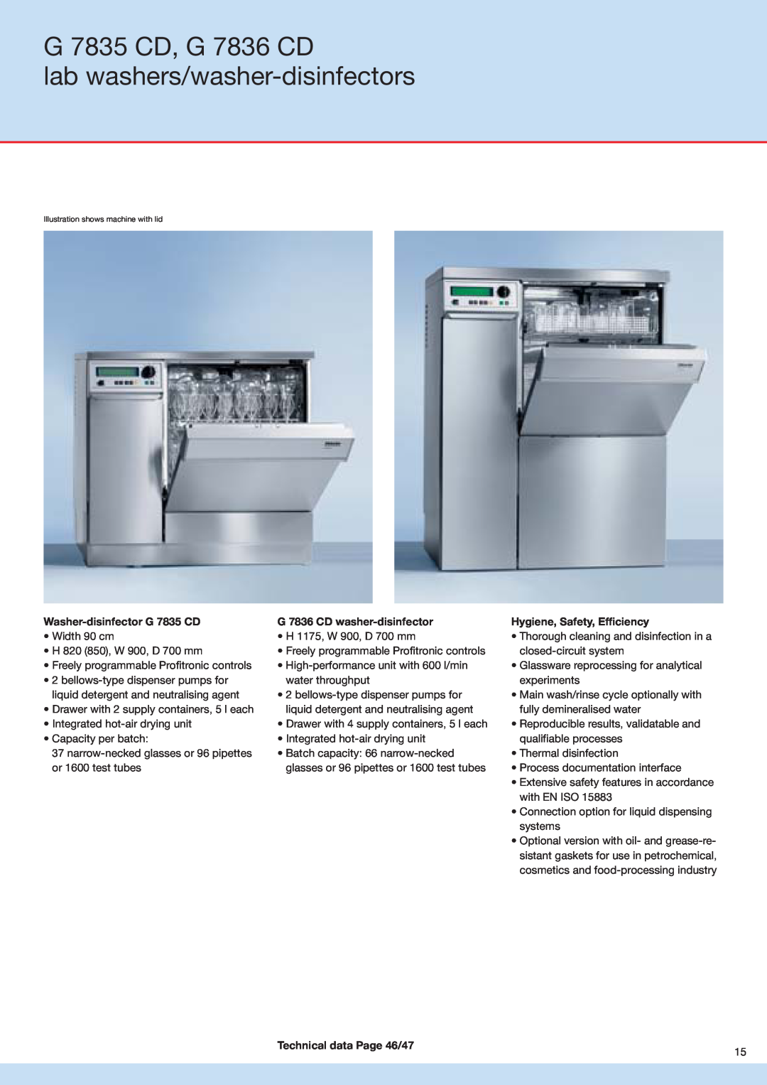 Miele G 7835 CD, G 7836 CD, lab washers/washer-disinfectors, Washer-disinfectorG 7835 CD, G 7836 CD washer-disinfector 