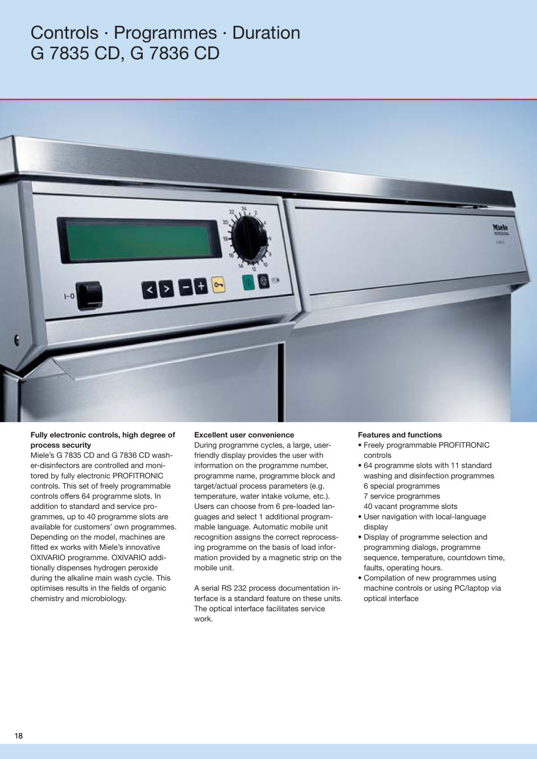 Miele G 7883, G 7836 manual Excellent user convenience, Features and functions 