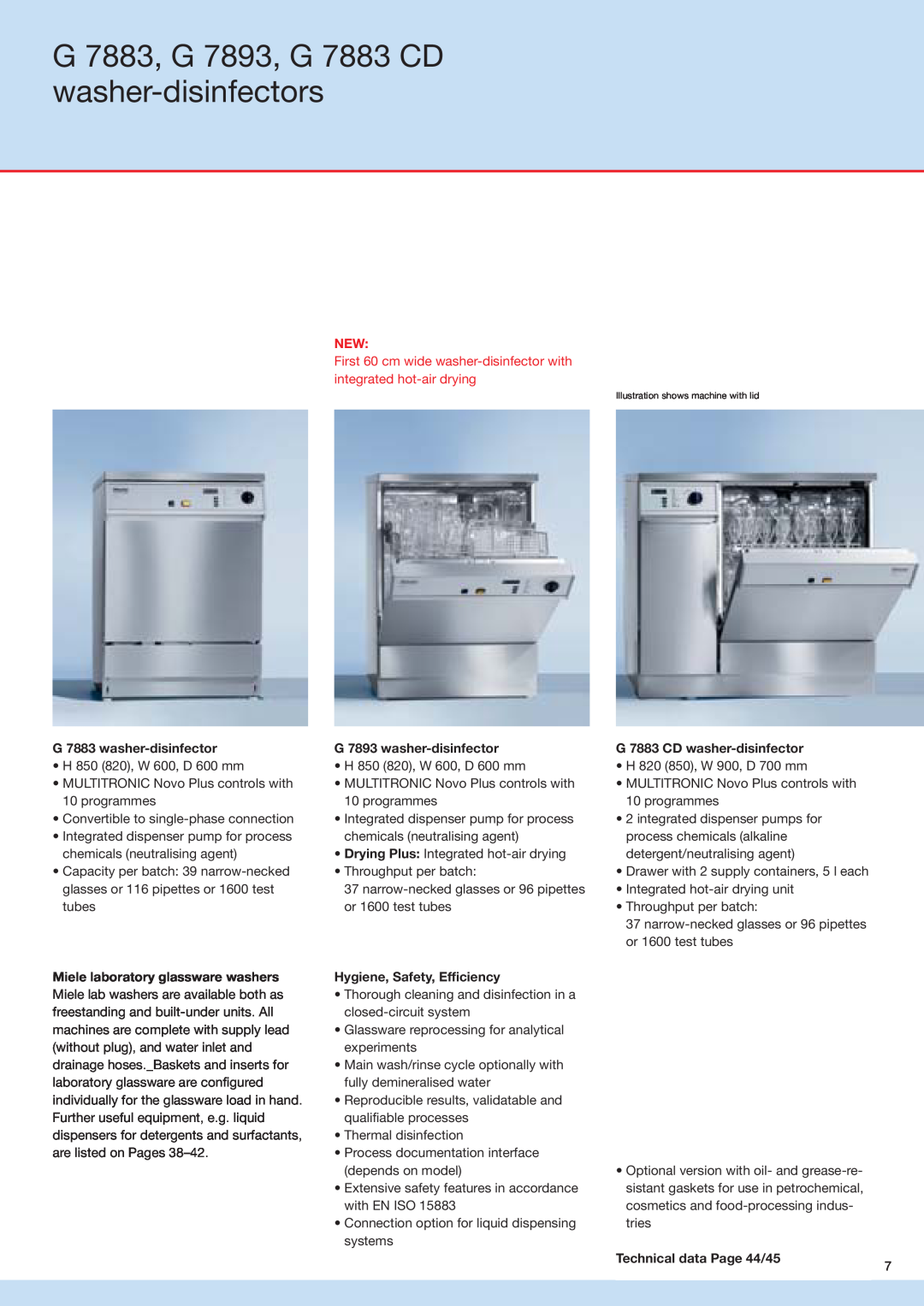 Miele G 7836 manual G 7883, G 7893, G 7883 CD washer-disinfectors, G 7883 washer-disinfector, G 7893 washer-disinfector 