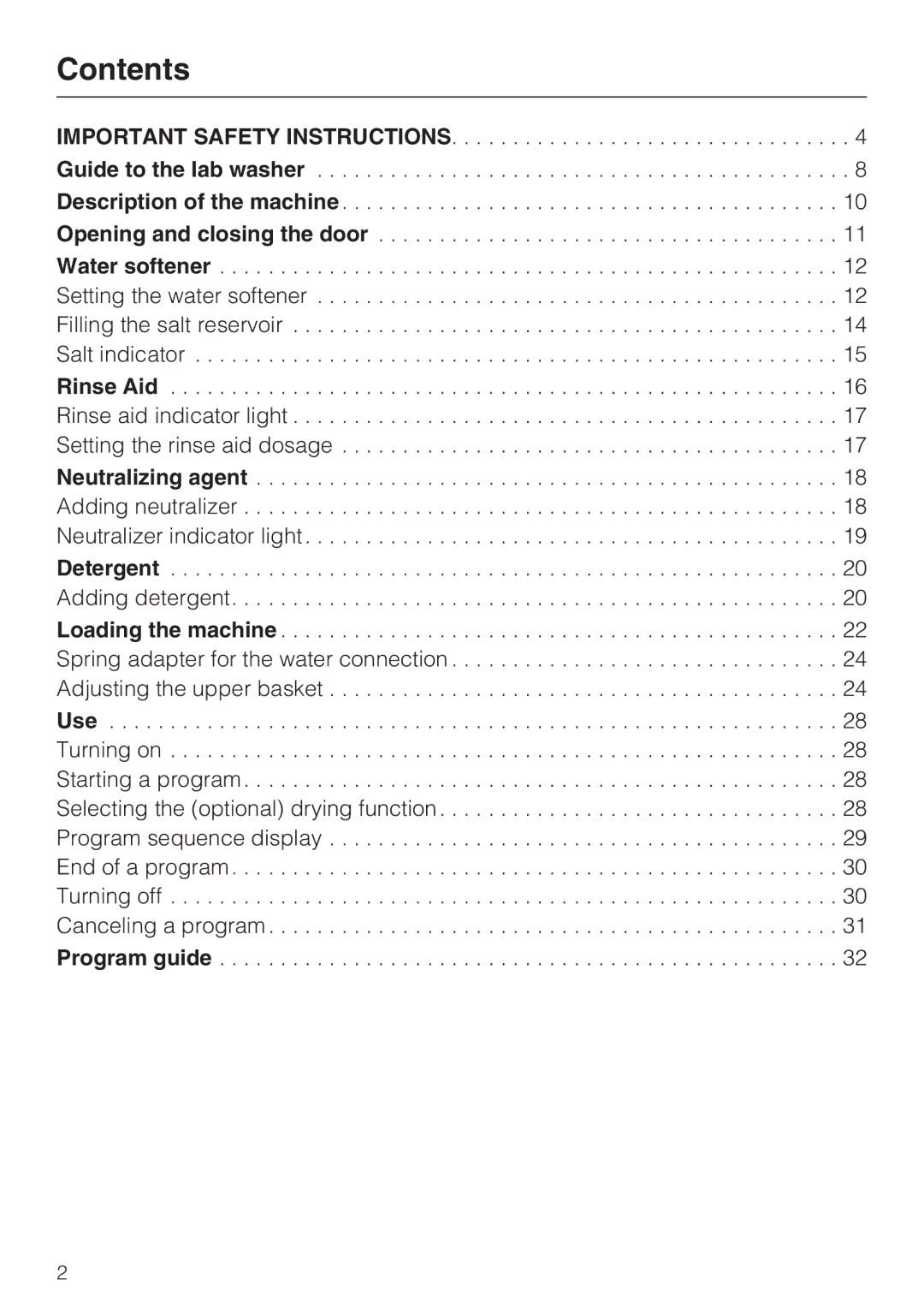 Miele G 7883 installation instructions Contents 