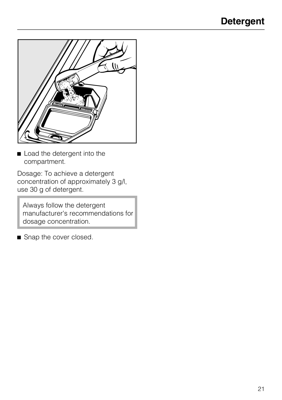 Miele G 7883 installation instructions Detergent 