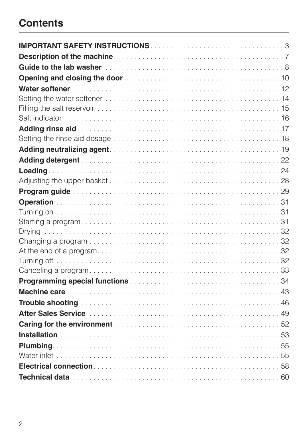 Miele G 7883 operating instructions Contents 