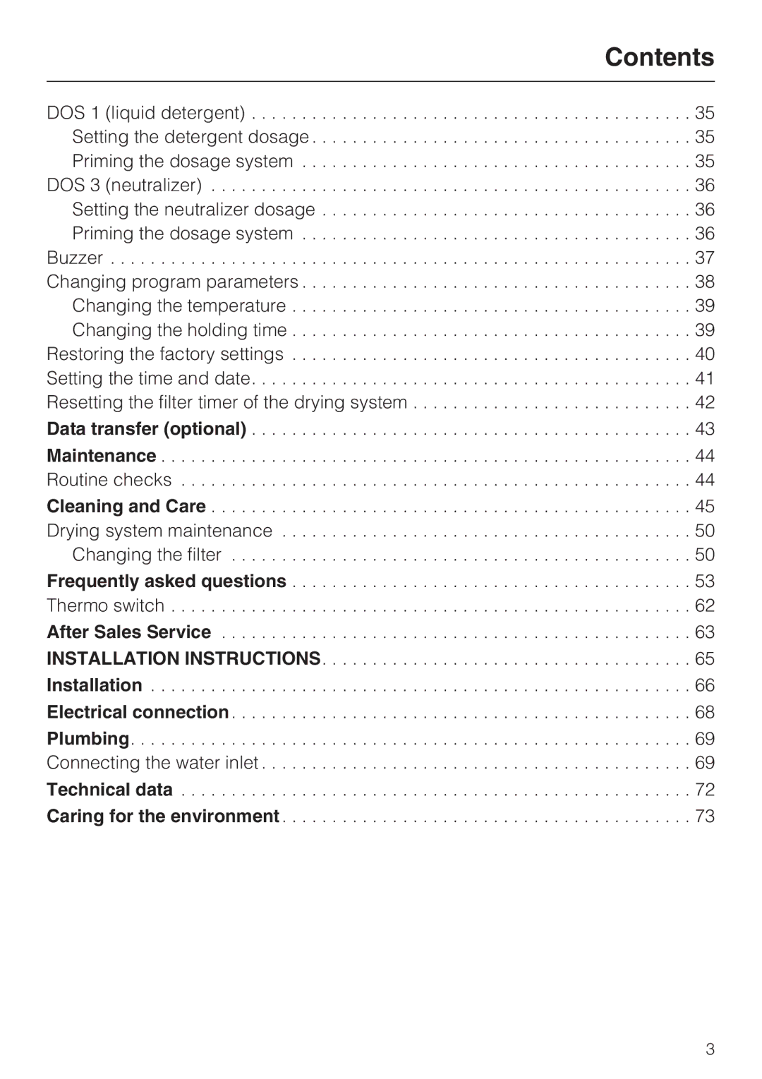 Miele G 7893 installation instructions Contents 