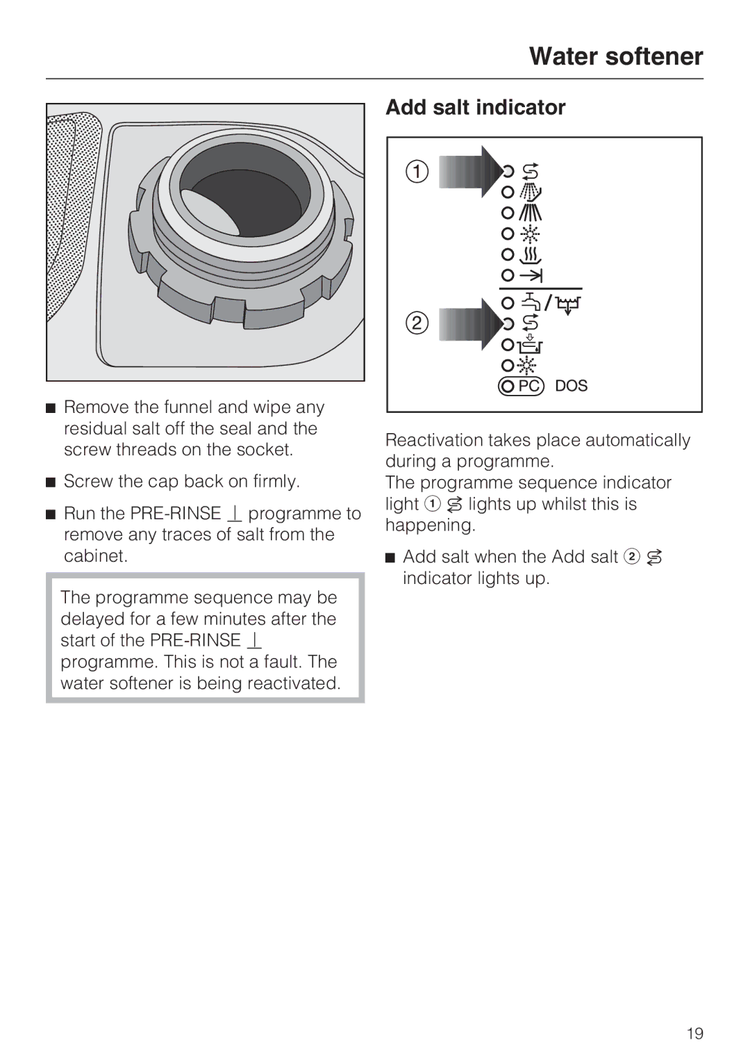 Miele G 7893 operating instructions Add salt indicator 