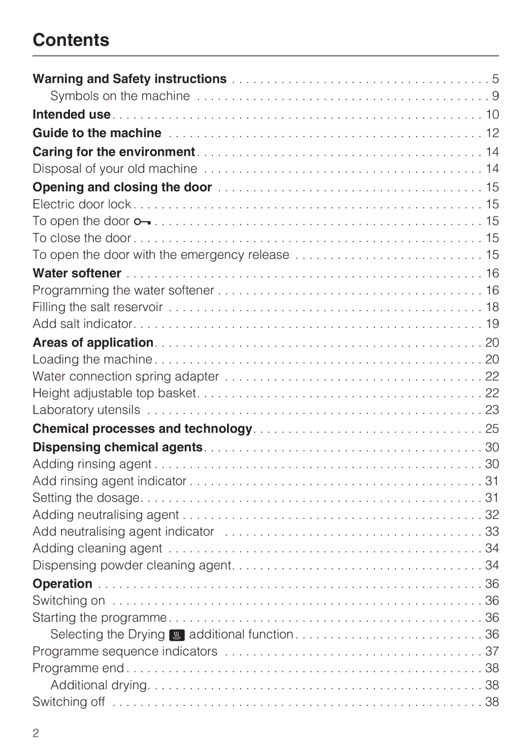 Miele G 7893 operating instructions Contents 