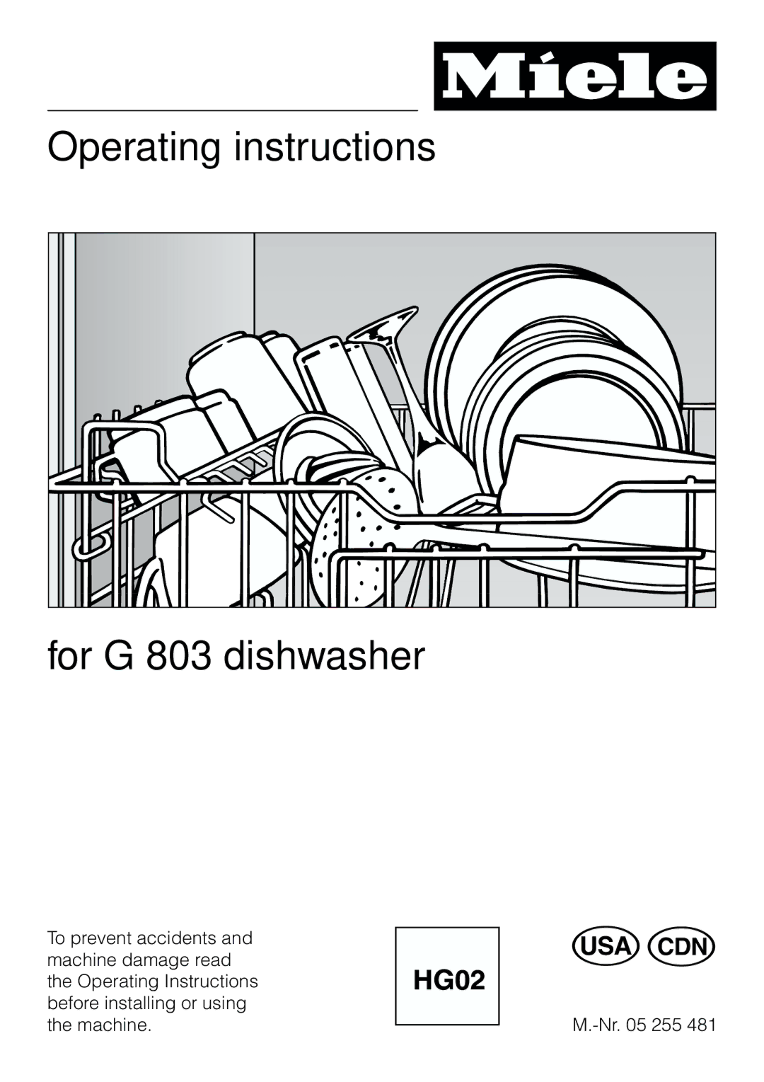 Miele manual Operating instructions For G 803 dishwasher 