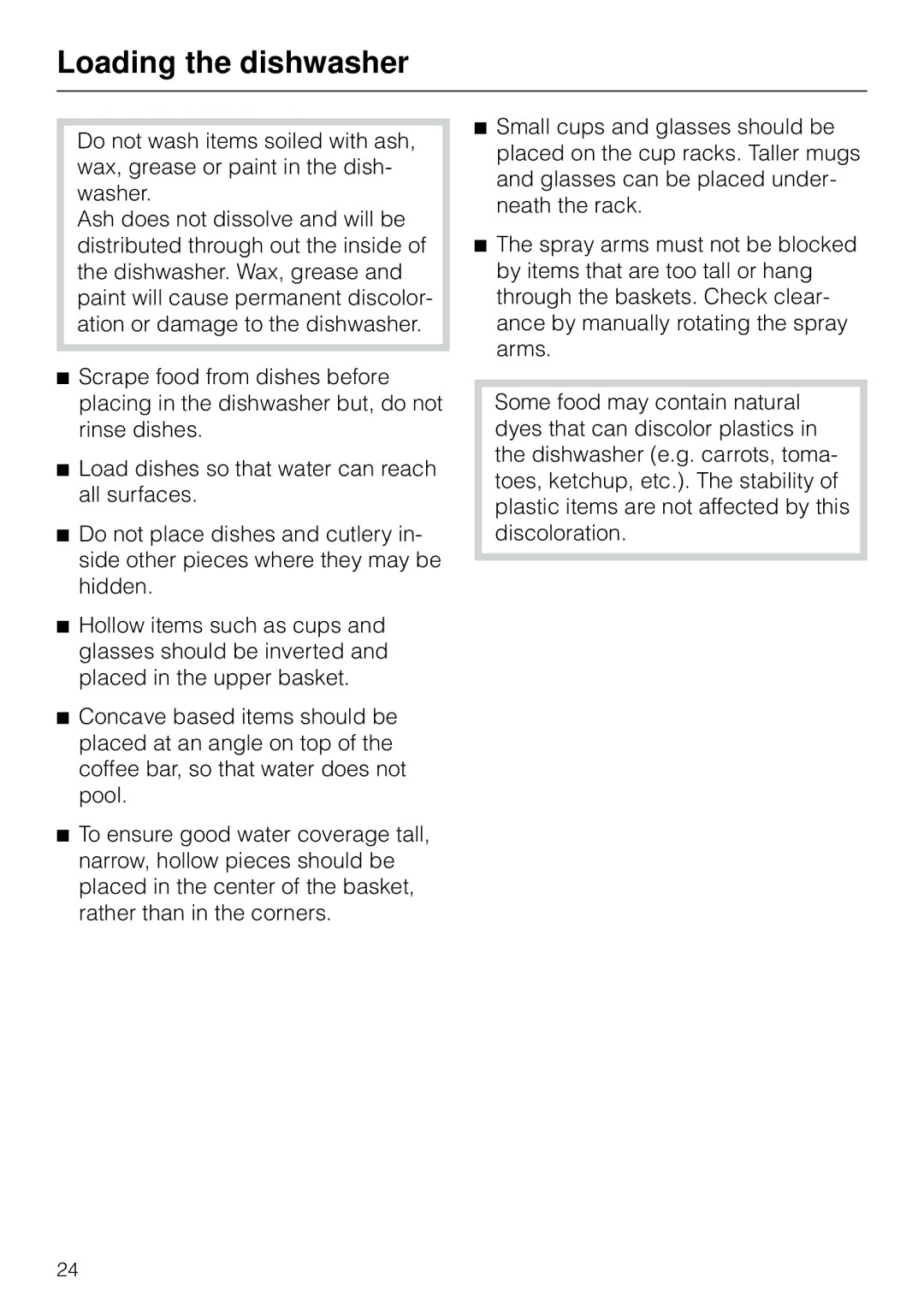 Miele G 803 manual Loading the dishwasher 