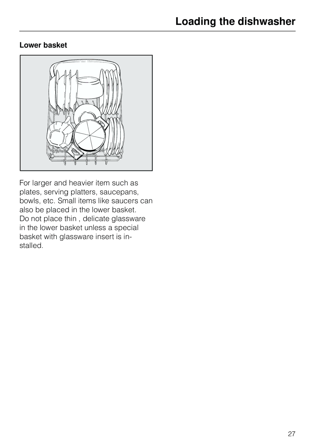 Miele G 803 manual Lower basket 