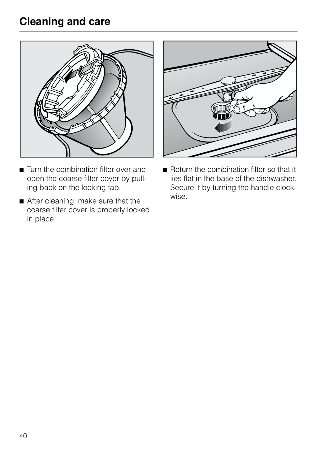 Miele G 803 manual Cleaning and care 