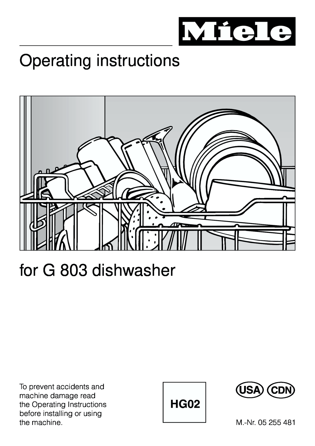 Miele manual Operating instructions for G 803 dishwasher 