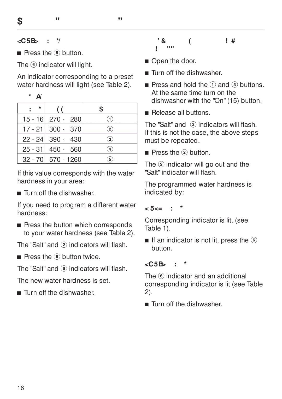 Miele G 818 SCVI operating instructions 15 70 gr/gal, Checking the programmed water hardness 