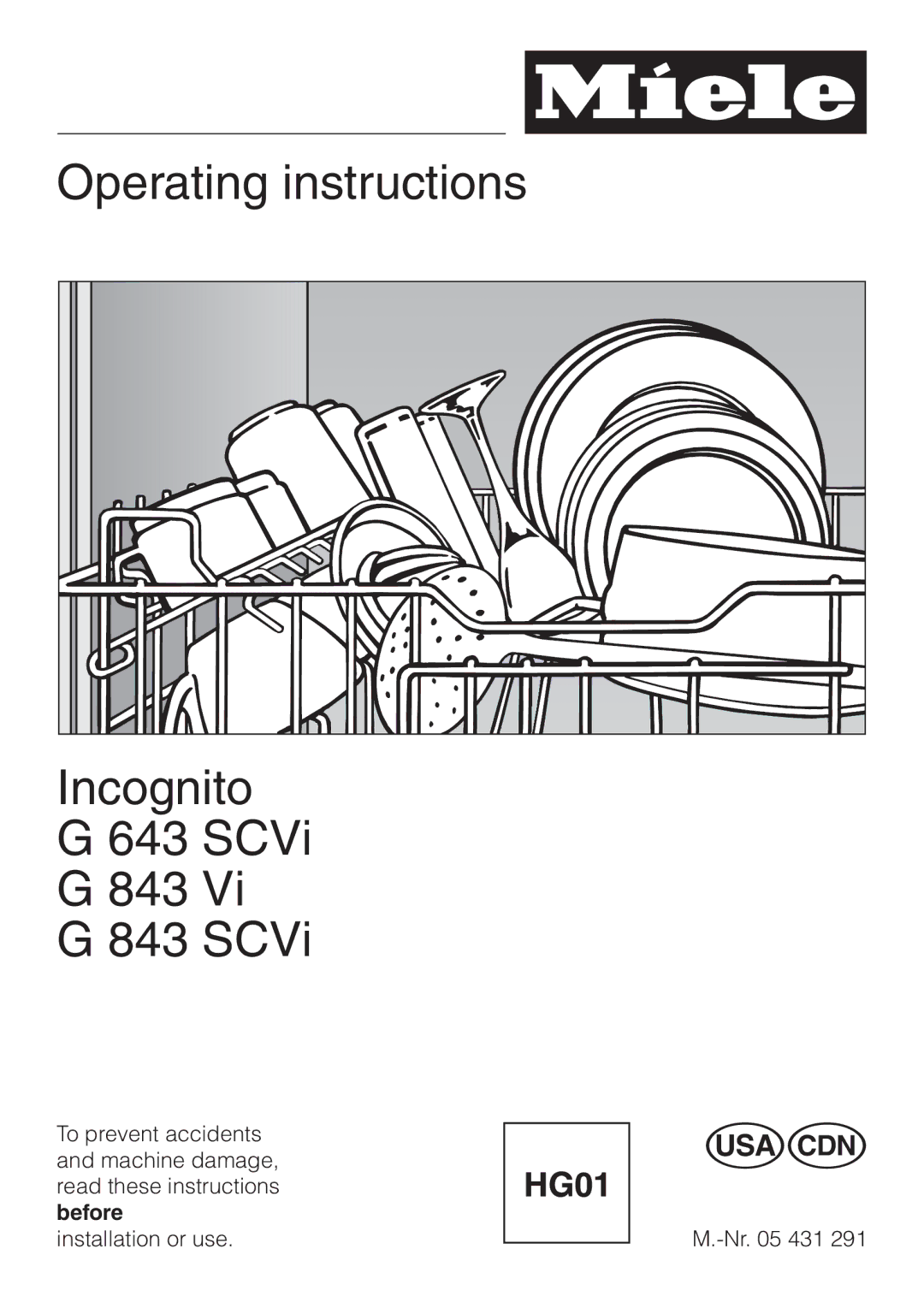 Miele G 843 SCVI, G 843 VI, G 643 SCVI manual Operating instructions Incognito SCVi 843 