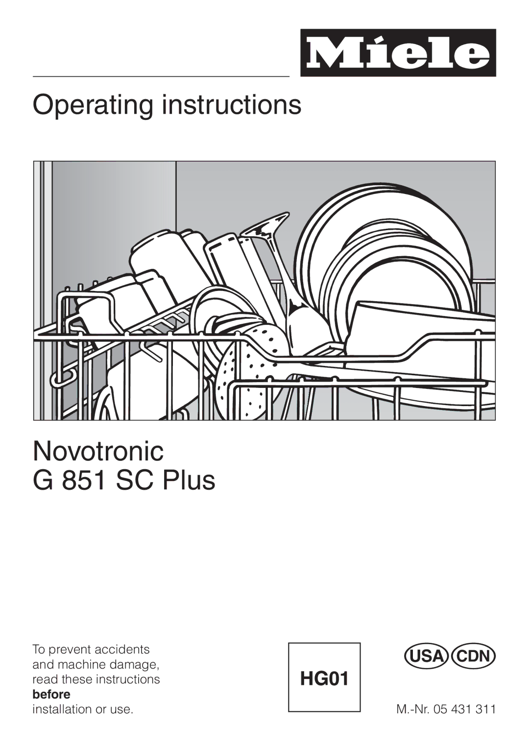 Miele G 851 SC Plus operating instructions Operating instructions Novotronic SC Plus 