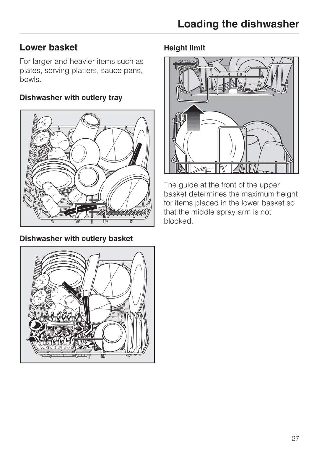 Miele G 851 SC Plus operating instructions Lower basket 