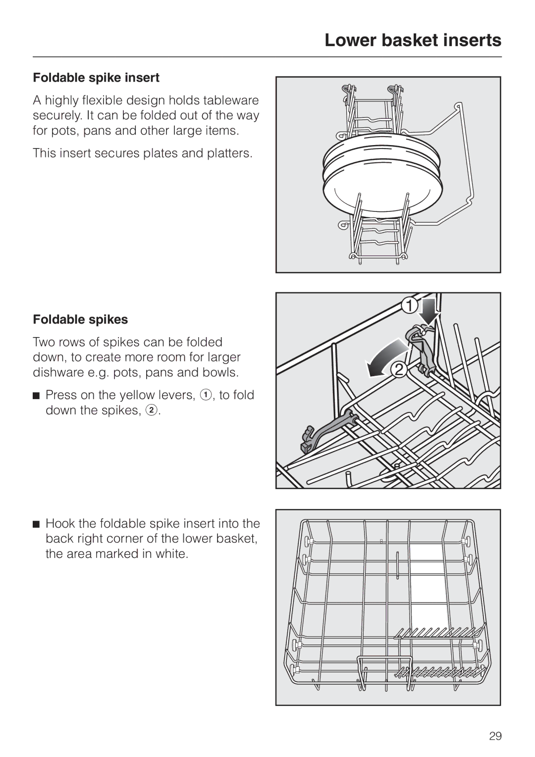 Miele G 851 SC Plus operating instructions Foldable spike insert, Foldable spikes 