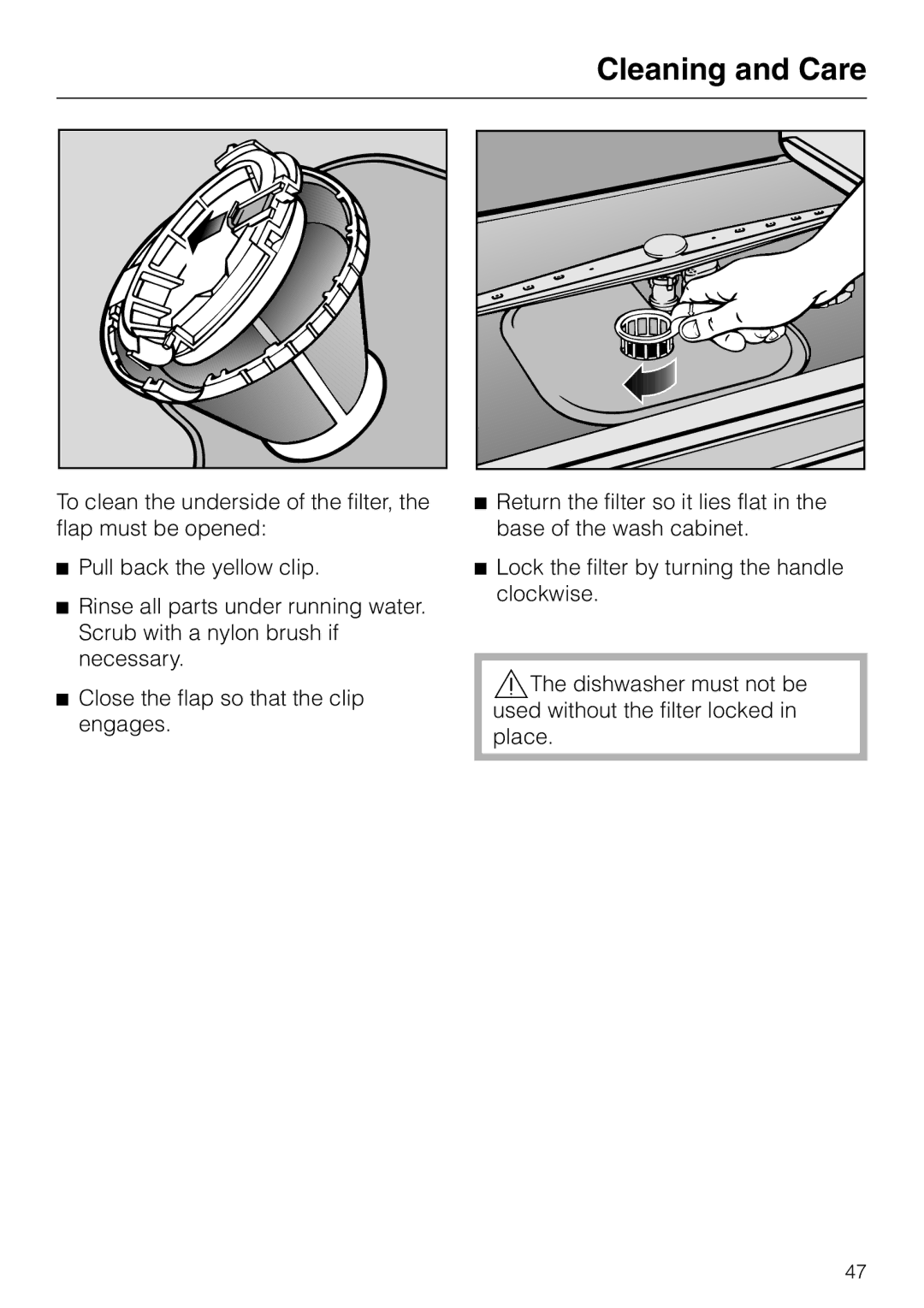 Miele G 851 SC Plus operating instructions Cleaning and Care 