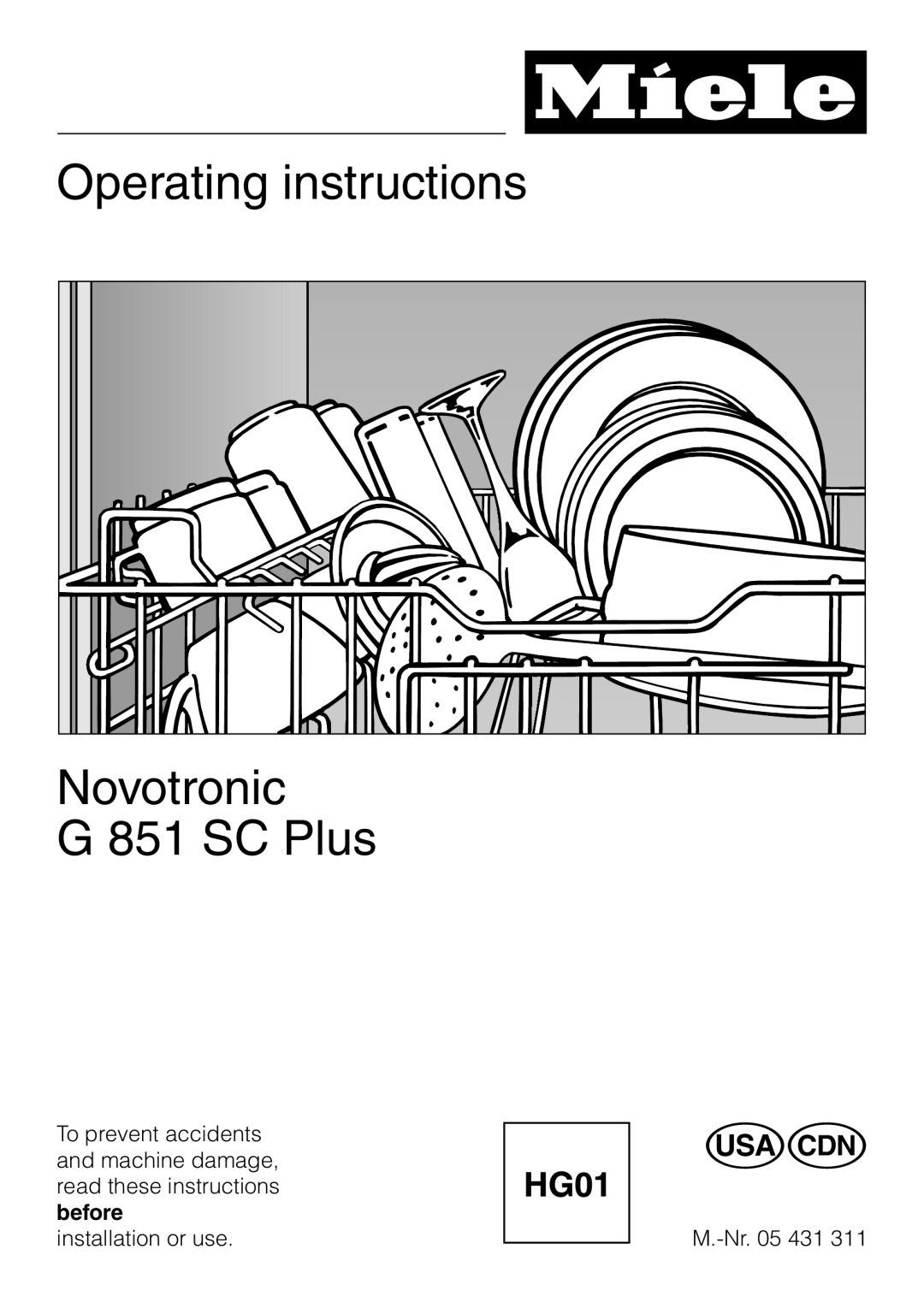 Miele operating instructions Operating instructions Novotronic G 851 SC Plus 
