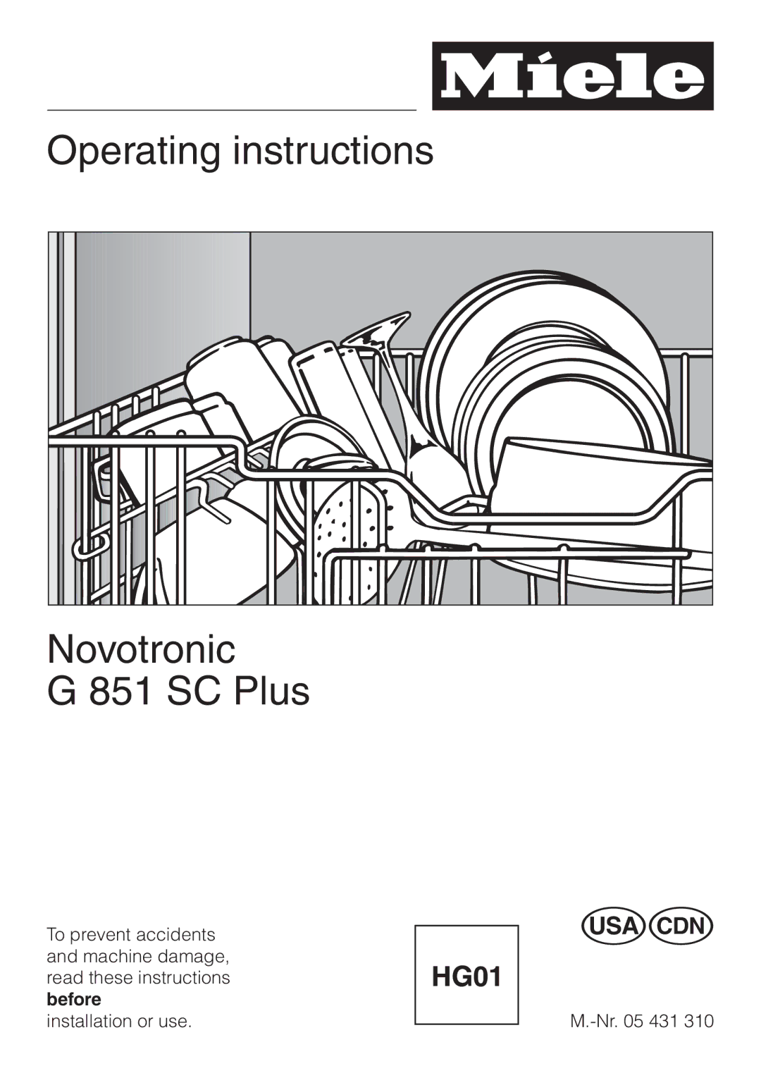 Miele G 851 operating instructions Operating instructions Novotronic SC Plus 