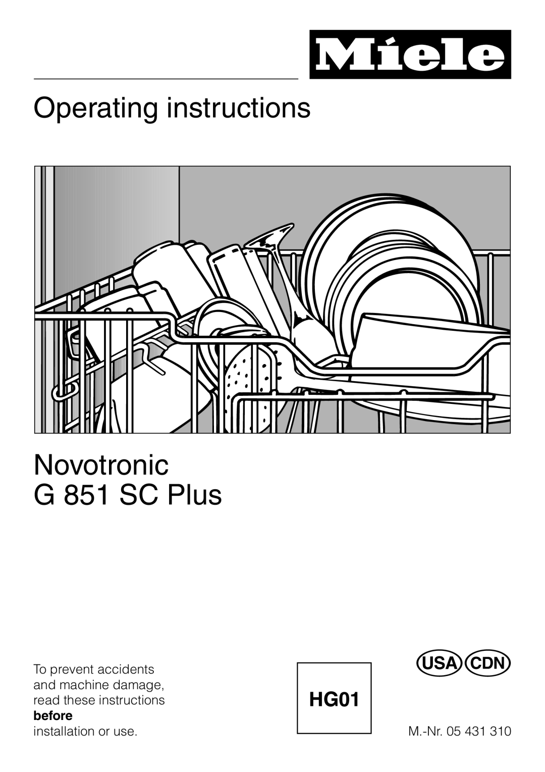 Miele operating instructions Operating instructions, Novotronic G 851 SC Plus 
