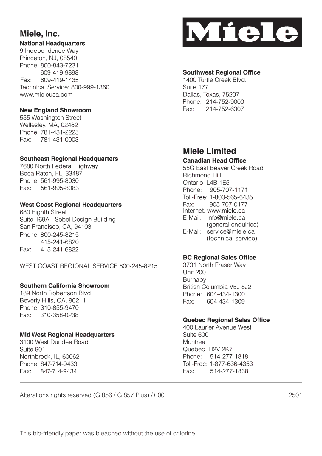 Miele G 856 SC ELITE operating instructions 