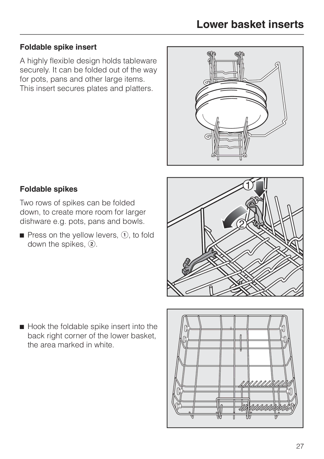 Miele G 856 SC ELITE manual Foldable spike insert, Foldable spikes 