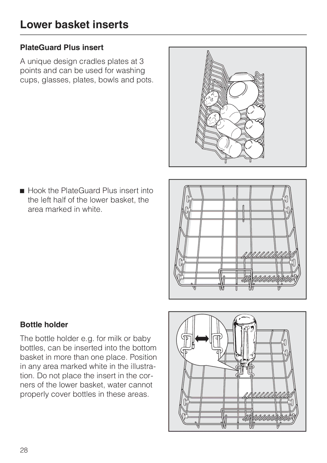 Miele G 856 SC ELITE manual PlateGuard Plus insert, Bottle holder 