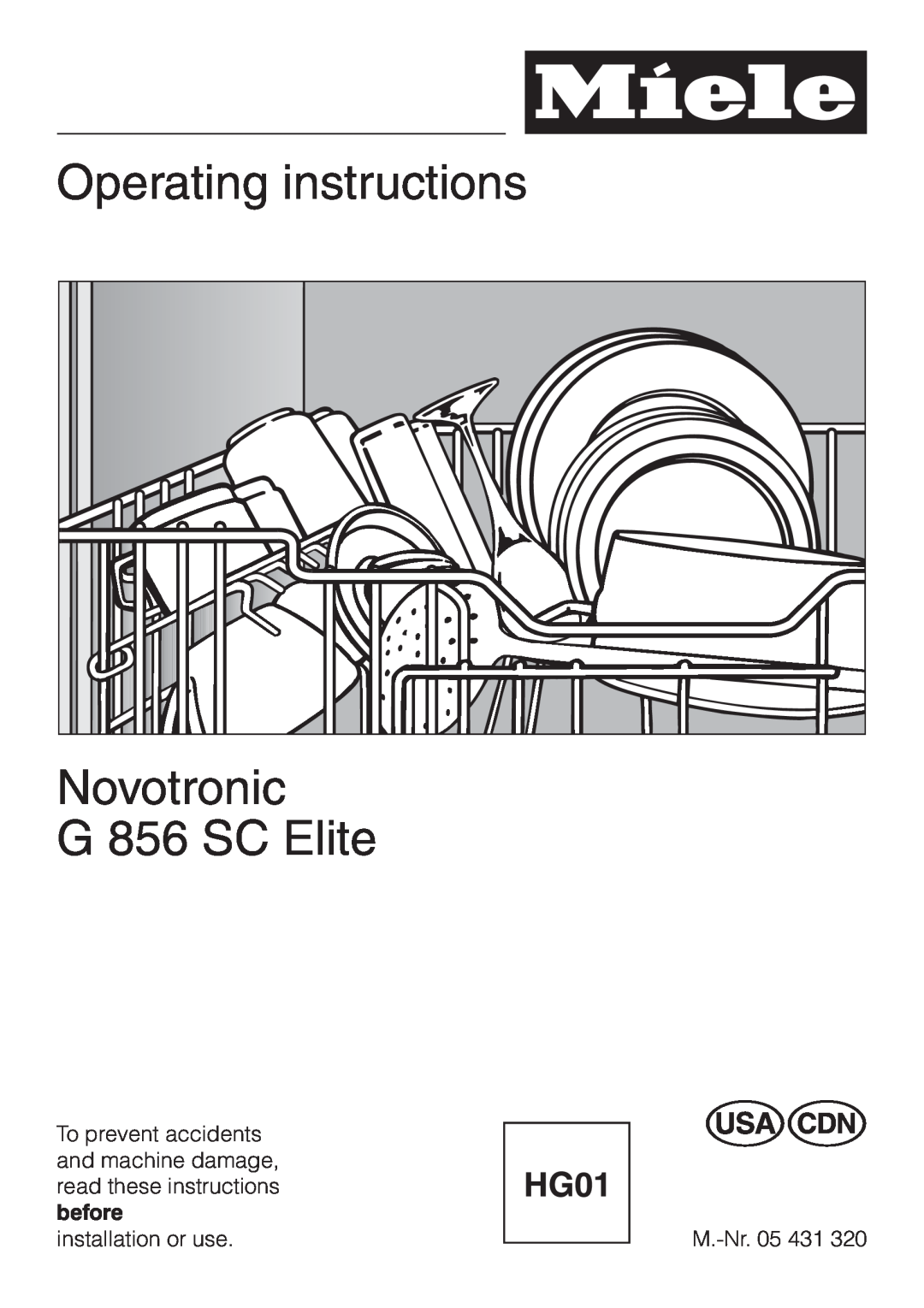 Miele G 856 SC ELITE manual Operating instructions, Novotronic G 856 SC Elite 