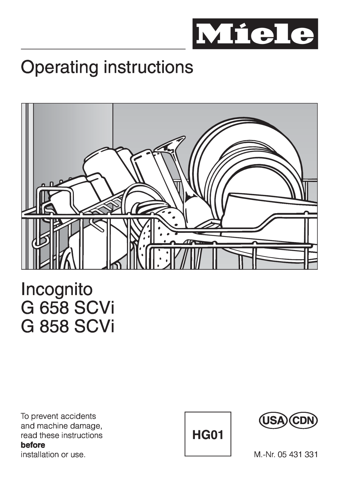 Miele G 658 SCVI, G 858 SCVI operating instructions Operating instructions, Incognito, G 658 SCVi, G 858 SCVi 