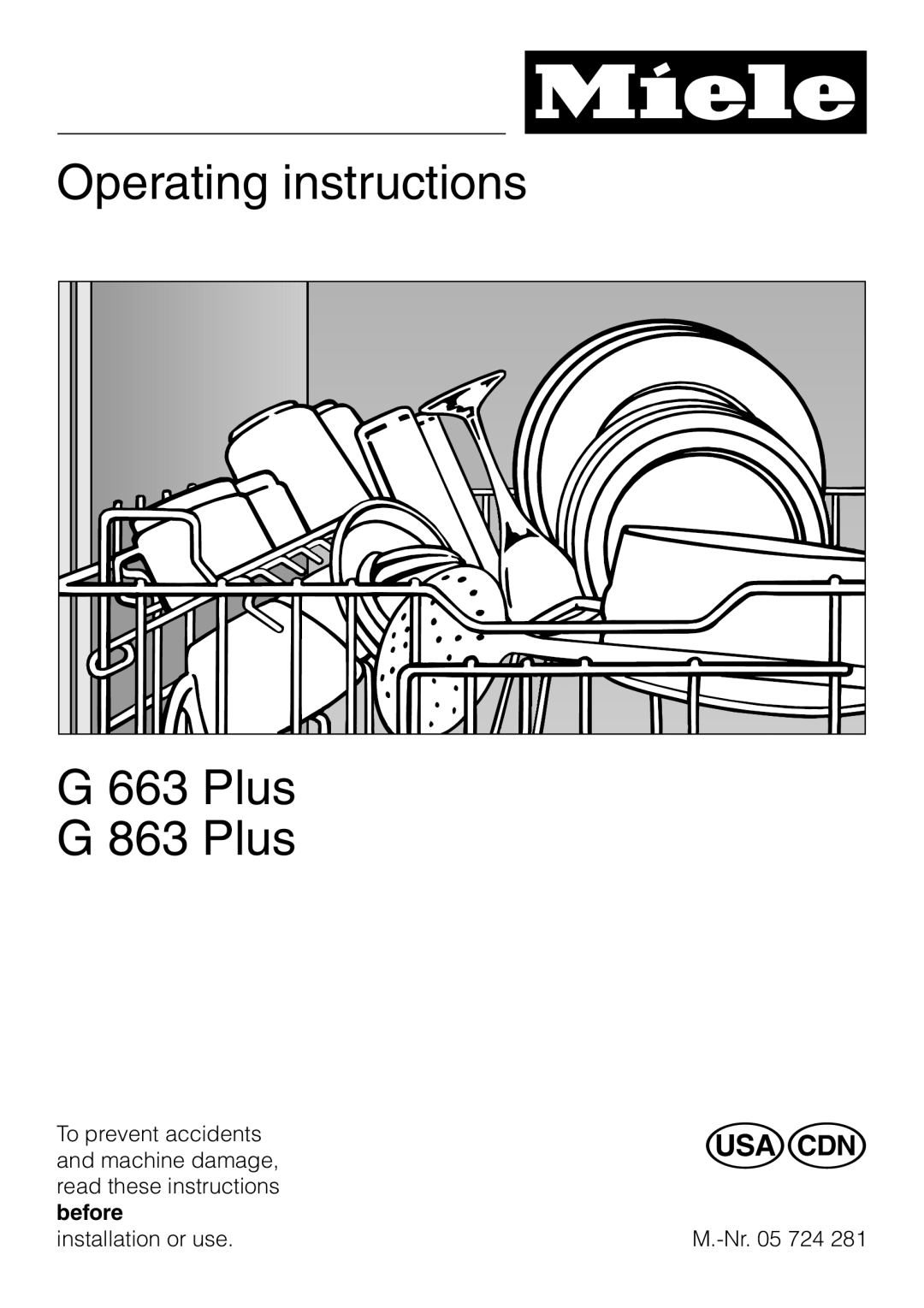 Miele G 663 PLUS, G 863 PLUS operating instructions Operating instructions, G 663 Plus, G 863 Plus 