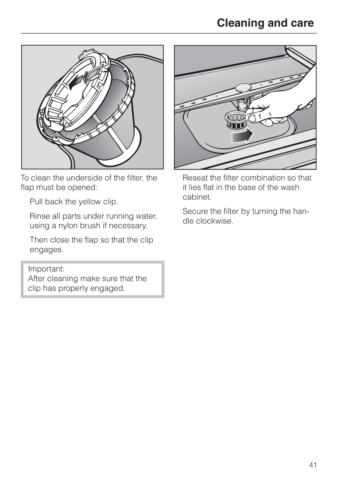 Miele G 886 manual Cleaning and care 