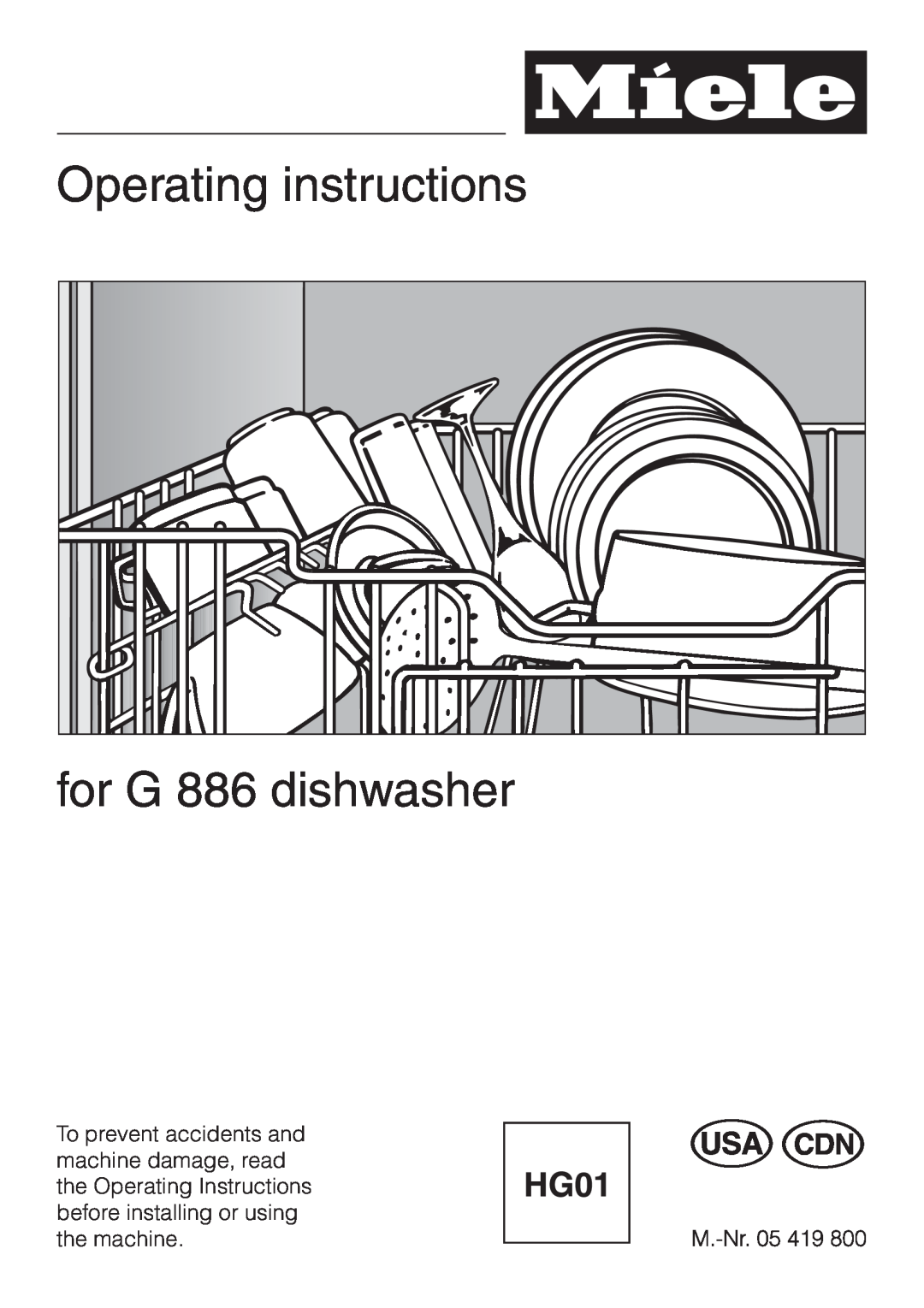 Miele manual Operating instructions for G 886 dishwasher 