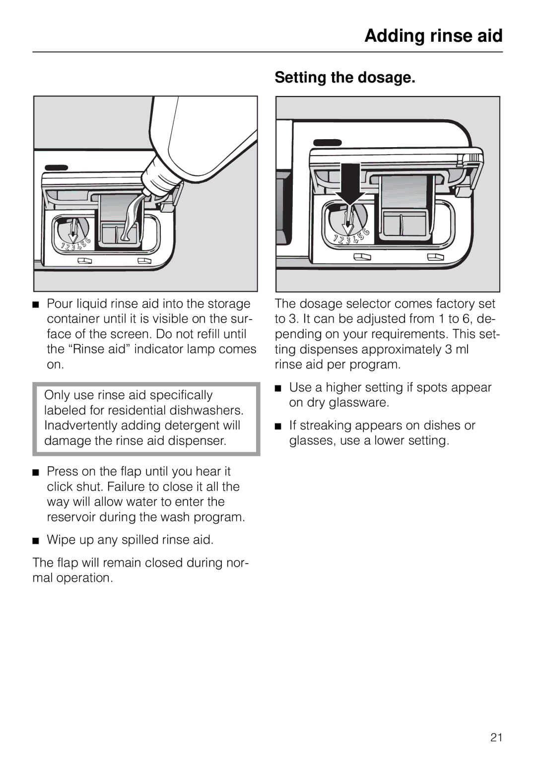 Miele G 890 manual Setting the dosage 